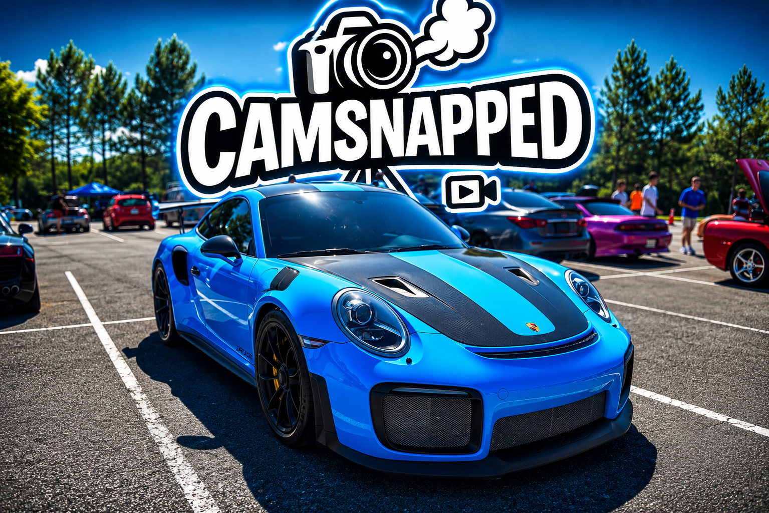 Blue Porsche GT2 RS photographed at a CAMSNAPPED car meet.