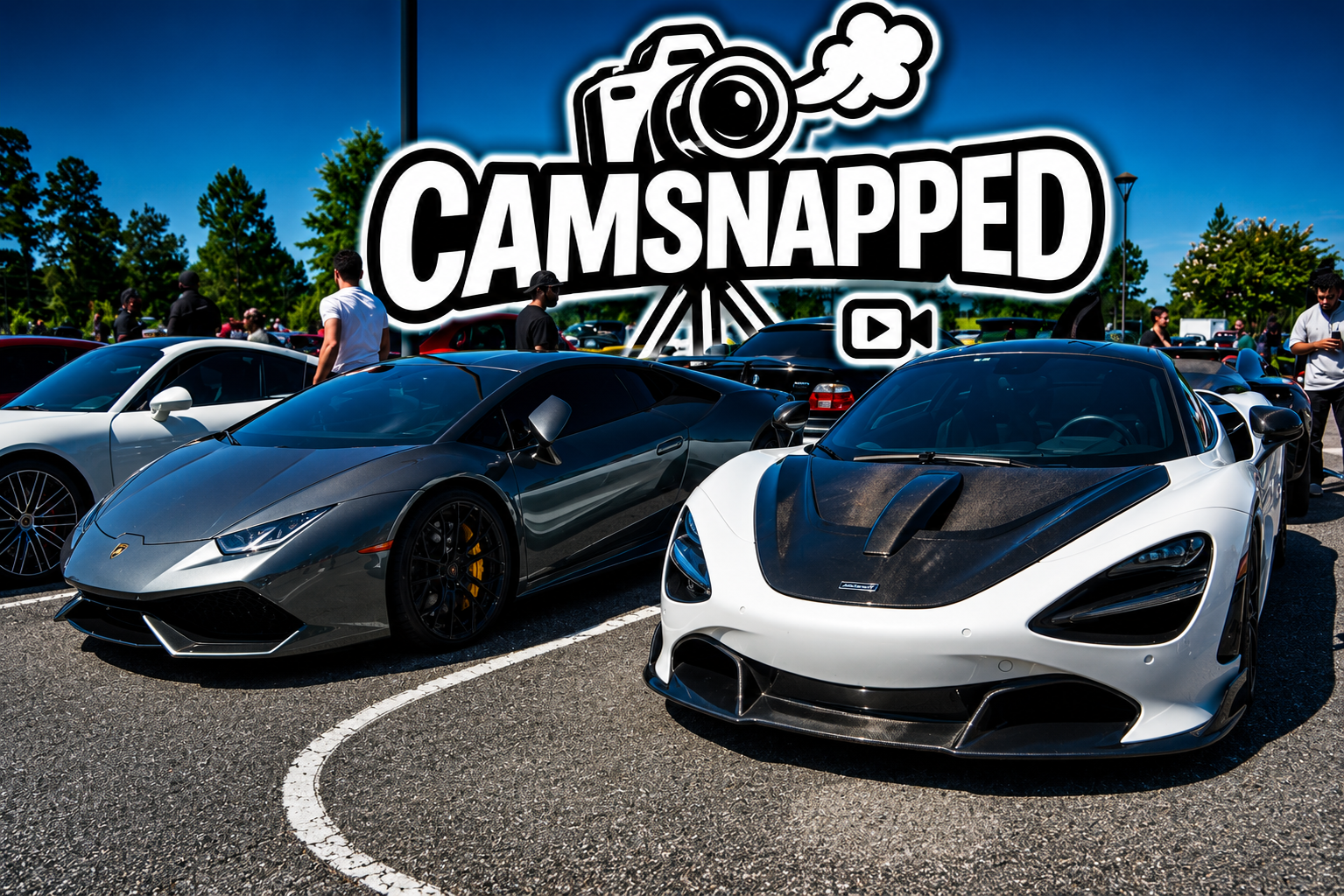 Lamborghini Huracan and McLaren 720S side by side at a car show.
